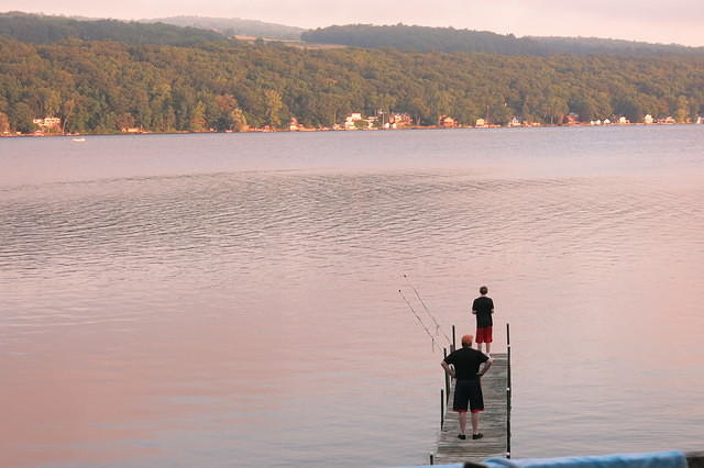 Nathan doing some early morning fishing with Uncle Tom Teahan