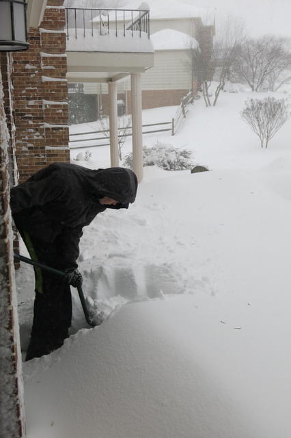 We shovelled 6" the night before the big onset. Then Nathan took the first shovelful the next morning.